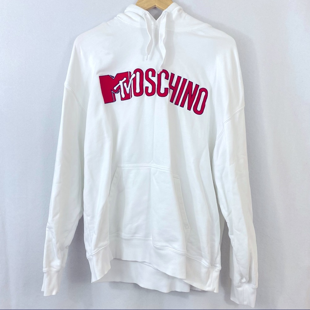 Moschino x H&M x MTV White Logo Hooded Sweatshirt